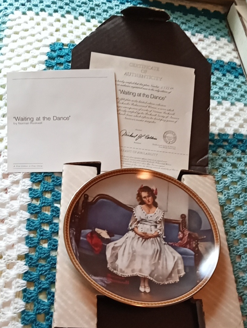 Vintage 1983 Waiting At The Dance Norman Rockwell Plate